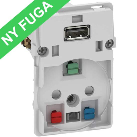 1017058390 | FUGA Stikkontakt med USB-lader og Jord uden afdækn |