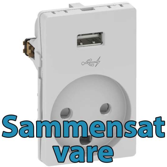 1117058390 | FUGA Stikkontakt med USB-lader og Jord Lysegrå |