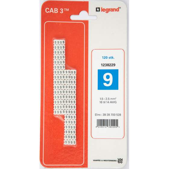 3928700528 | CAB3 Ledningsmærker 1,5-2,5 mm² (9) |