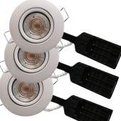 3-Pak - Pro indbygningsspot m. dæmpbar 5W LED pære -Mat hvid