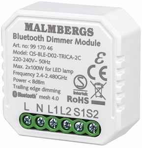 9917046 | Bluetooth smart dåse dæmper 2-kanal/kroneafbryder 2X100W LED |