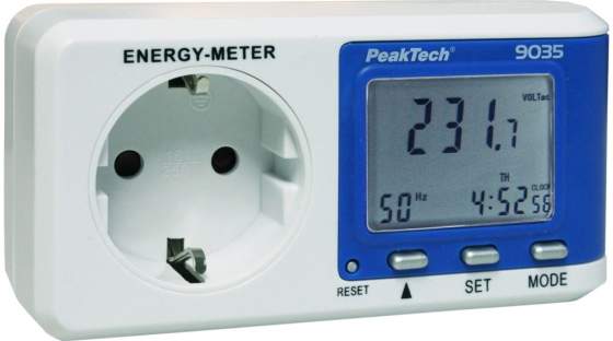 E3014 | PeakTech Energimåler m. schuko jord til stikkontak 16A |